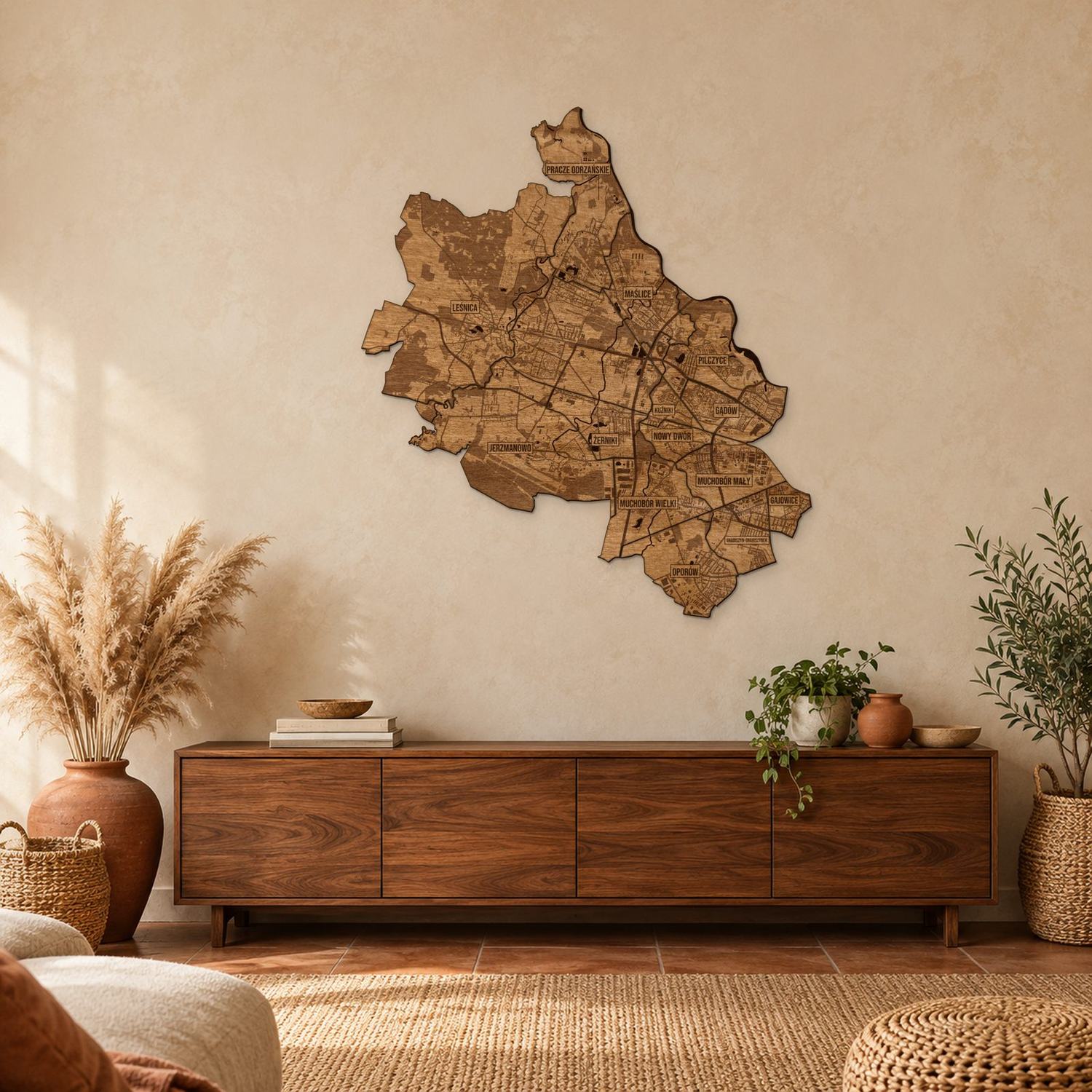 Fabryczna (Wrocław) - mapa na ścianę w rozmiarze L (100 cm) nad komodą