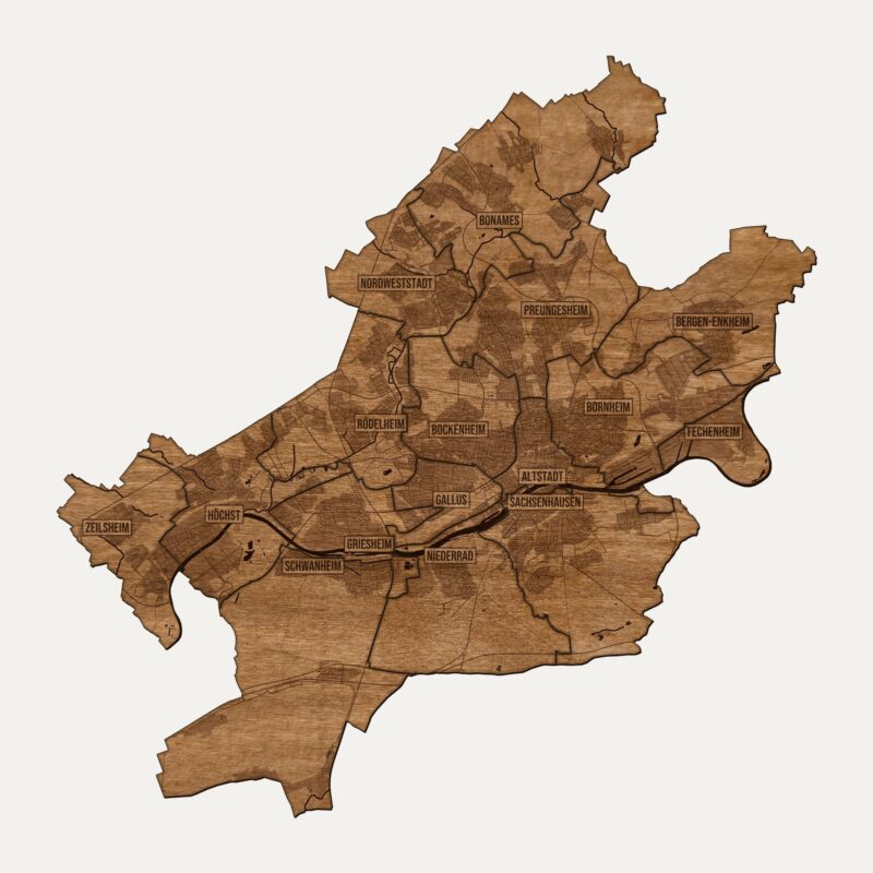 Frankfurt - drewniana mapa miasta na ścianę