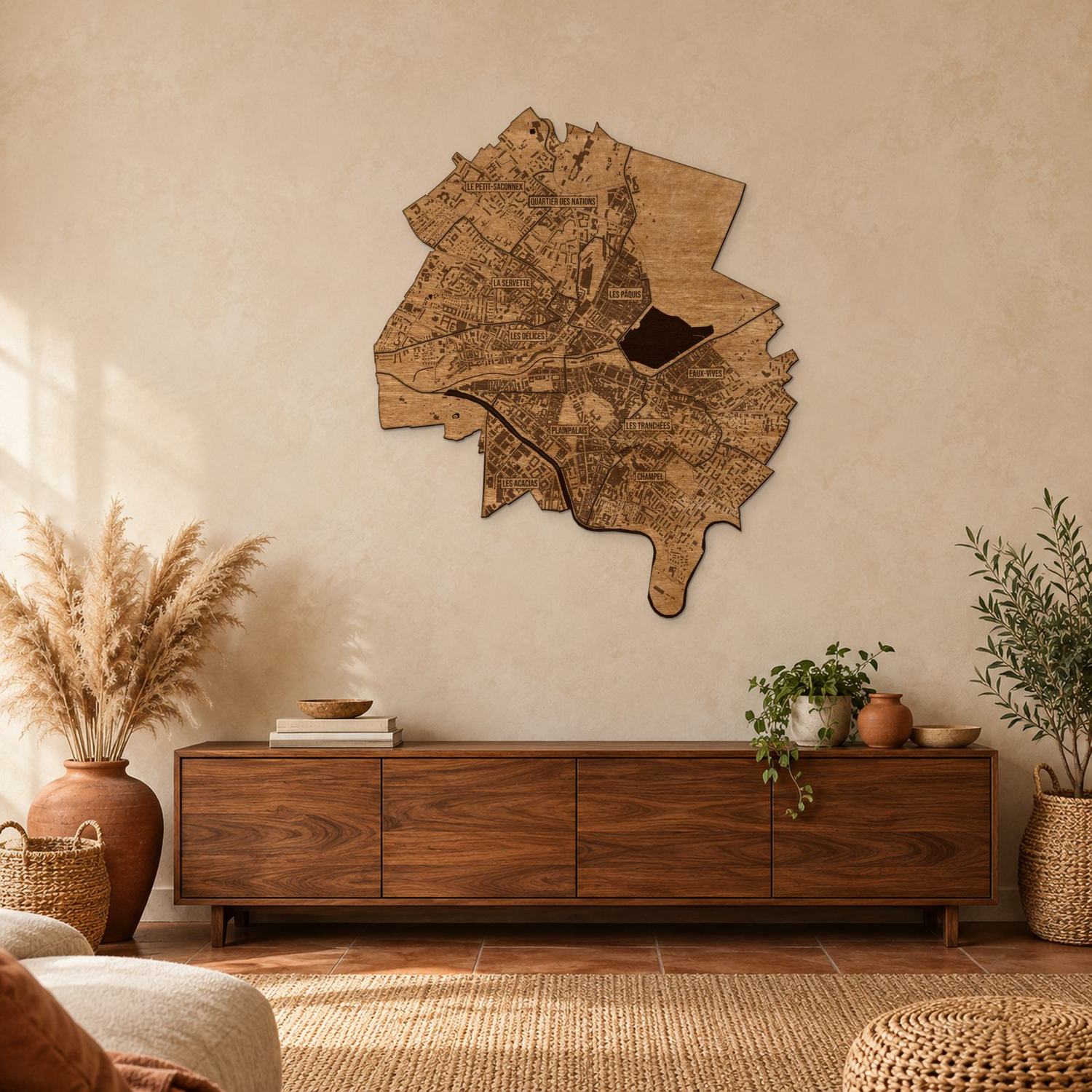 Genewa - mapa na ścianę w rozmiarze L (100 cm) nad komodą