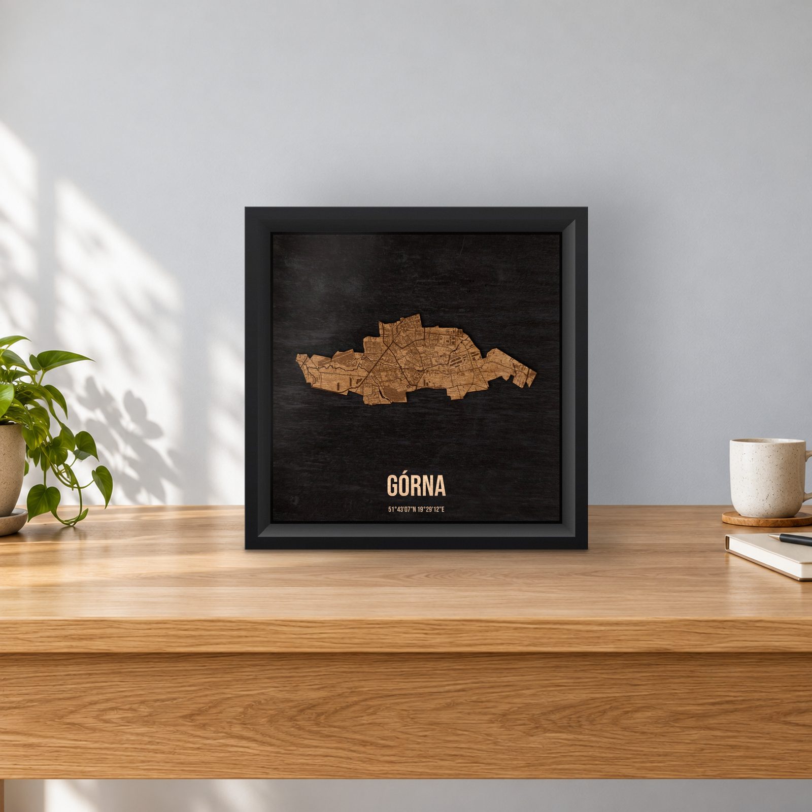 Górna (Łódź) - ramka cieniowa 25 × 25 cm na stoliku