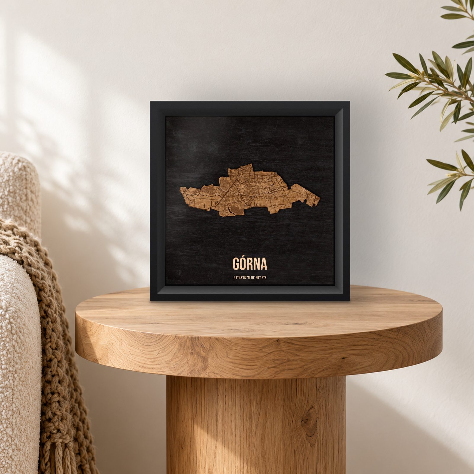 Górna (Łódź) - ramka cieniowa 25 × 25 cm we wnętrzu