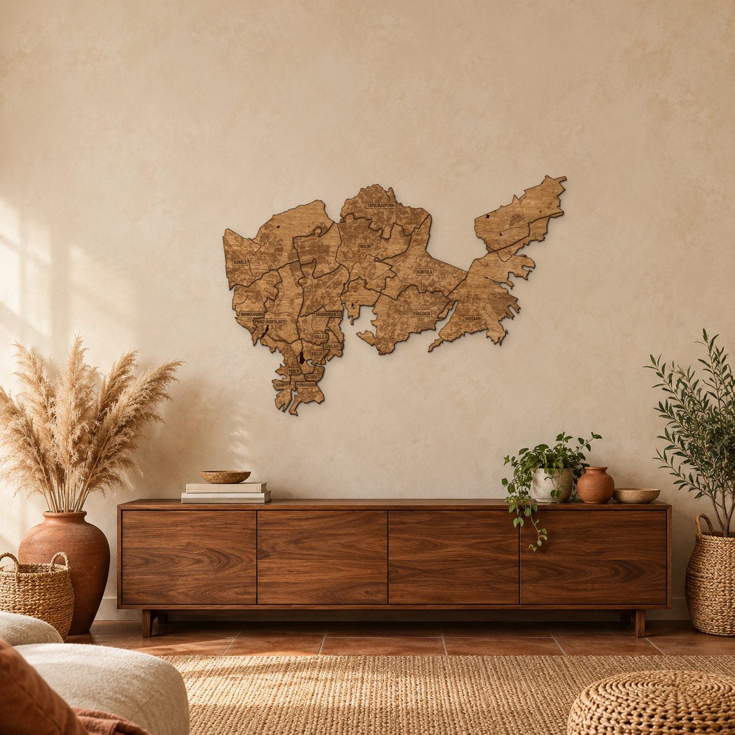 Helsinki - mapa na ścianę w rozmiarze L (100 cm) nad komodą