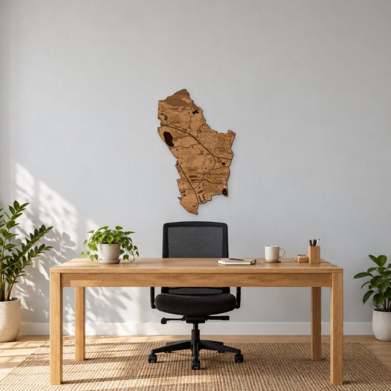 Jasień (Gdańsk) - drewniana mapa dzielnicy na ścianę