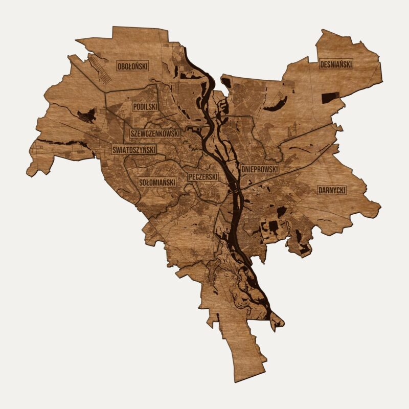 Kijów - drewniana mapa miasta na ścianę