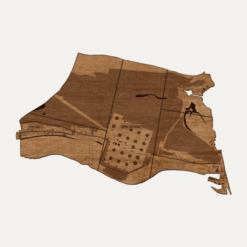 Krakowiec-Górki Zachodnie (Gdańsk) - drewniana mapa dzielnicy na ścianę