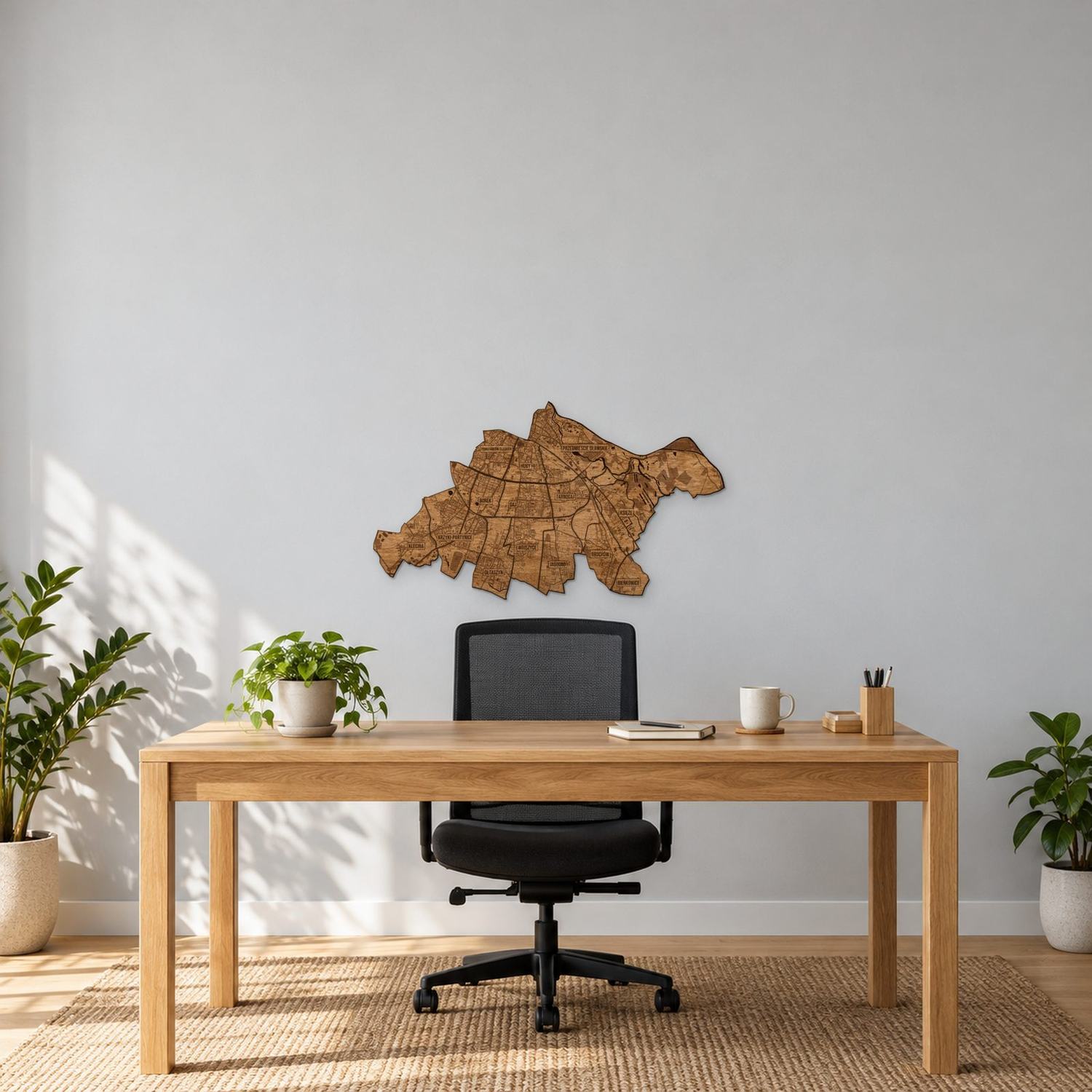 Krzyki (Wrocław) - mapa na ścianę w rozmiarze M (60 cm) we wnętrzu