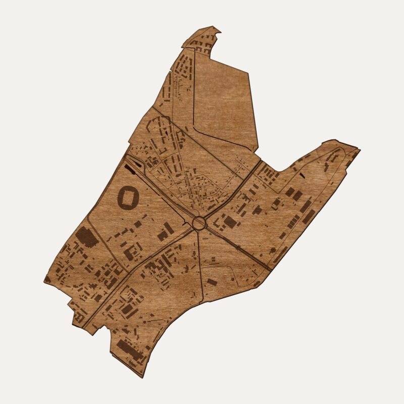 Letnica (Gdańsk) - drewniana mapa dzielnicy na ścianę
