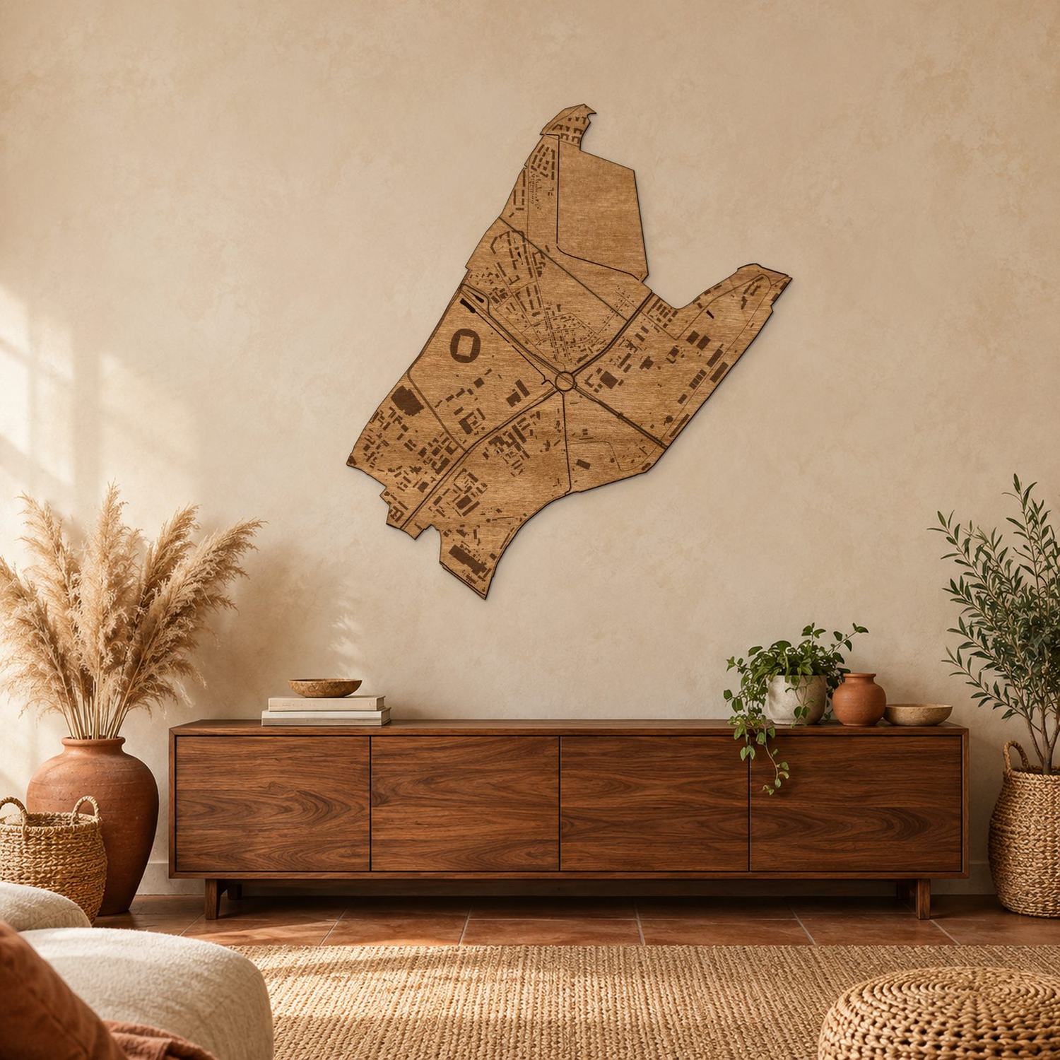 Letnica (Gdańsk) - mapa na ścianę w rozmiarze L (100 cm) nad komodą