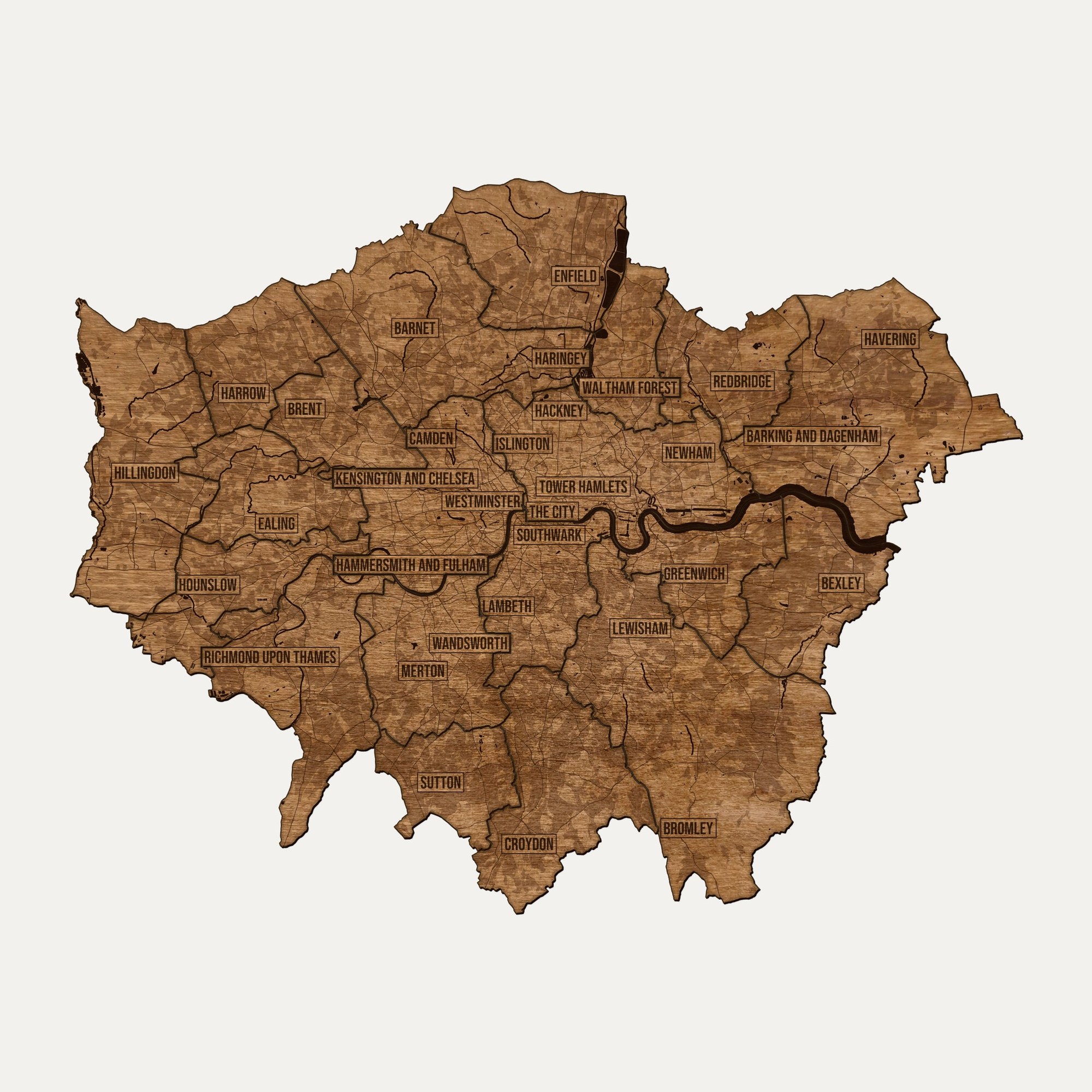 Londyn - drewniana mapa miasta na ścianę