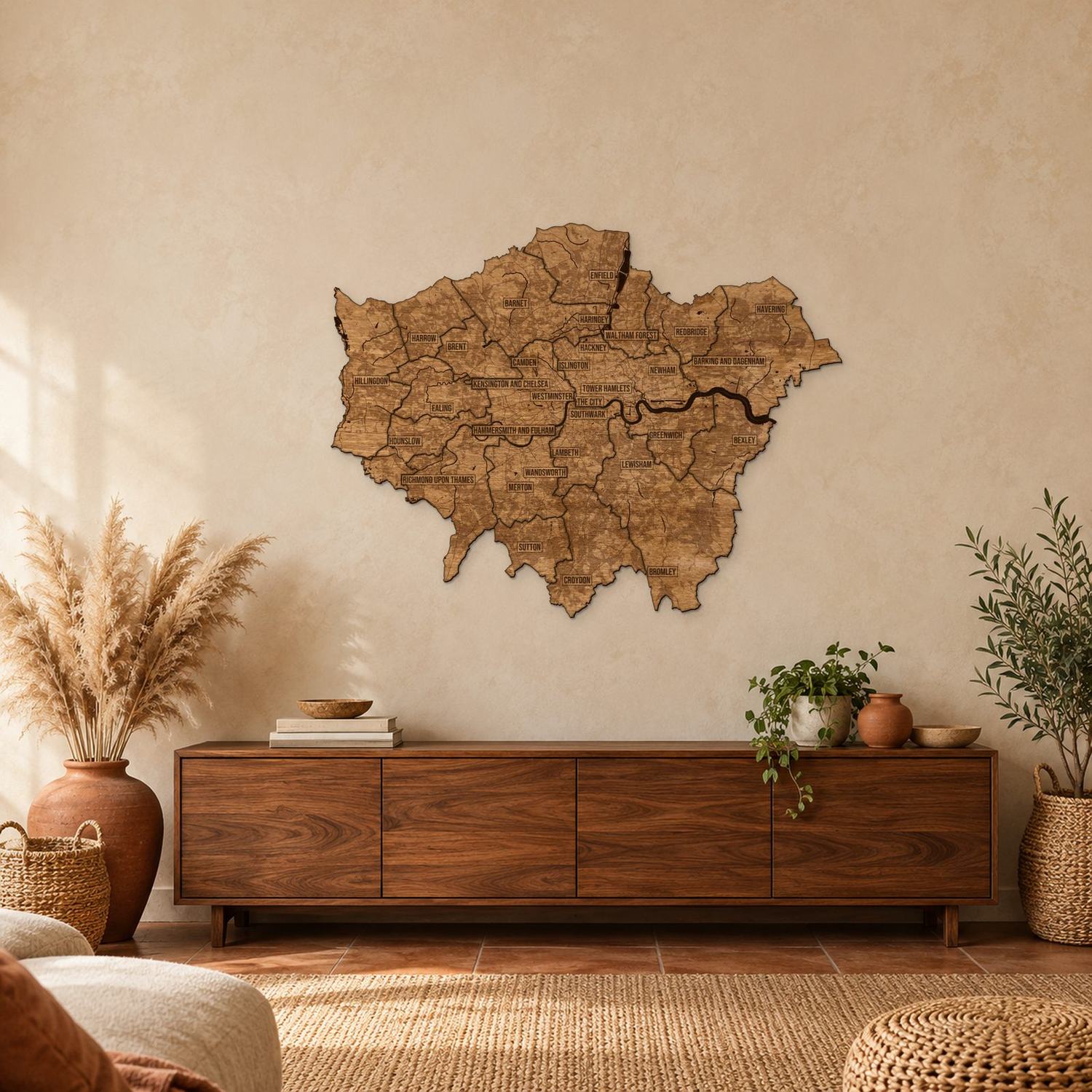Londyn - mapa na ścianę w rozmiarze L (100 cm) nad komodą