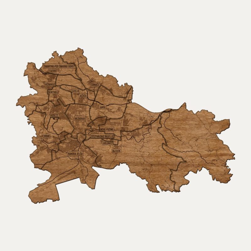 Lublana - drewniana mapa miasta na ścianę