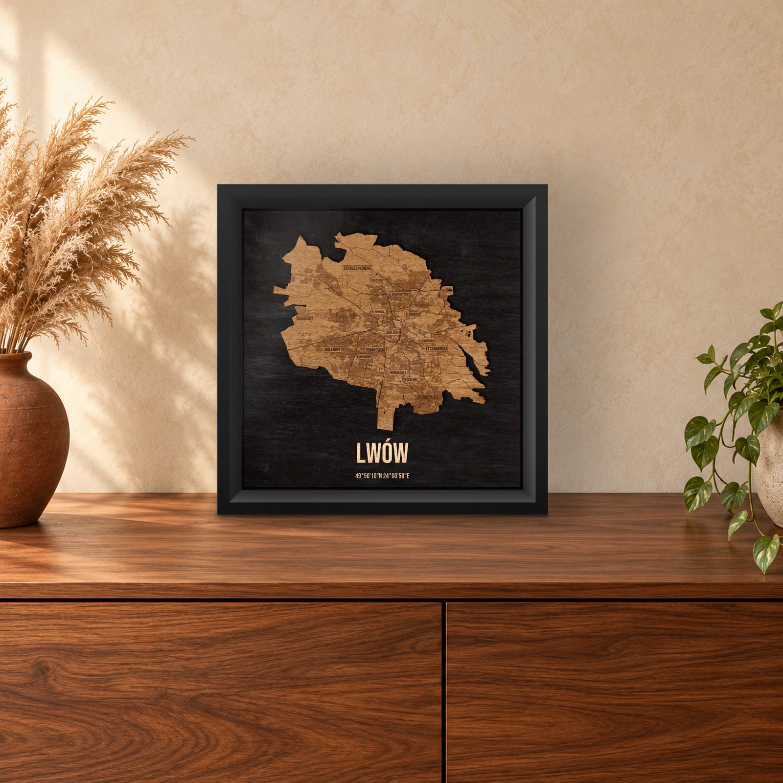 Lwów - ramka cieniowa 25 × 25 cm we wnętrzu