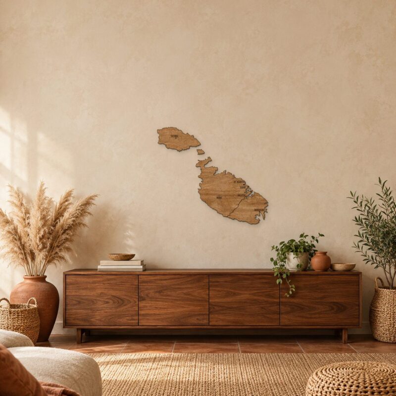 Malta - drewniana mapa kraju na ścianę