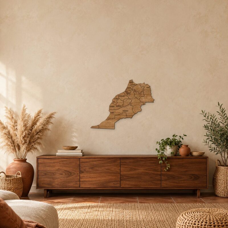 Maroko - drewniana mapa kraju na ścianę