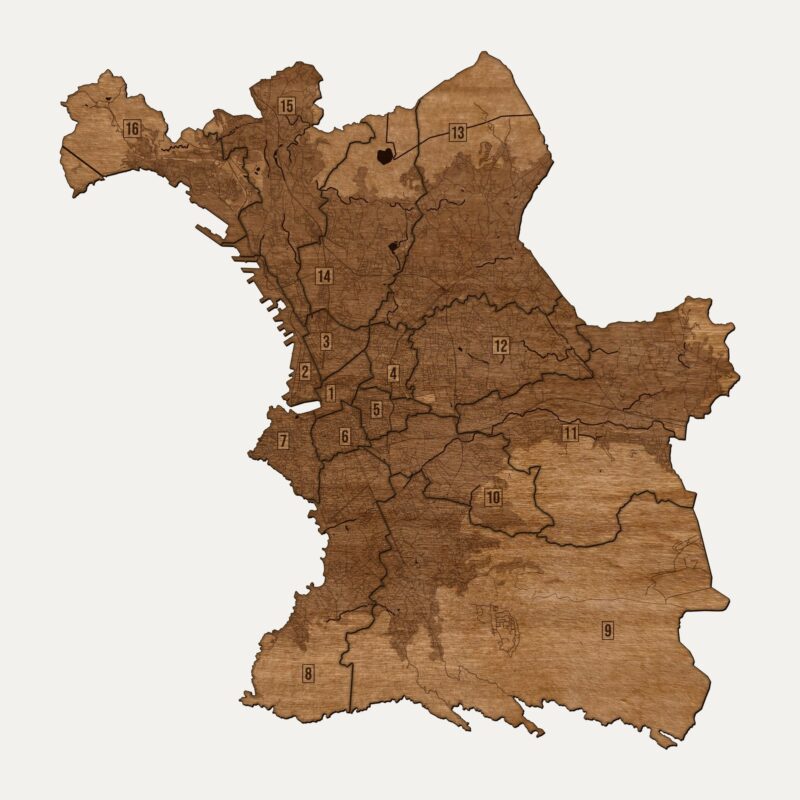 Marsylia - drewniana mapa miasta na ścianę