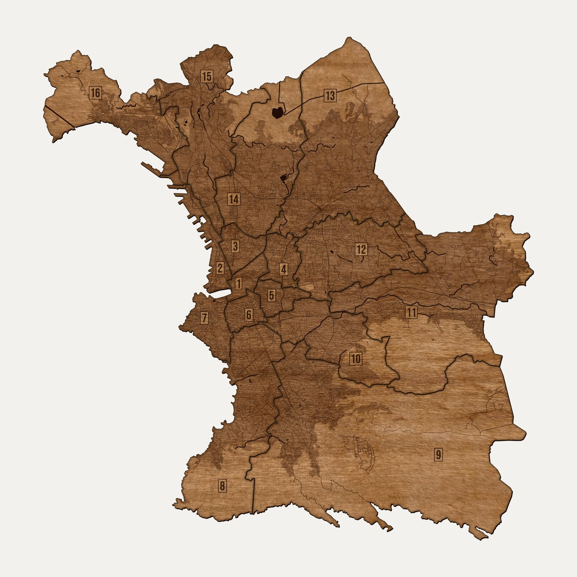 Marsylia - drewniana mapa miasta na ścianę