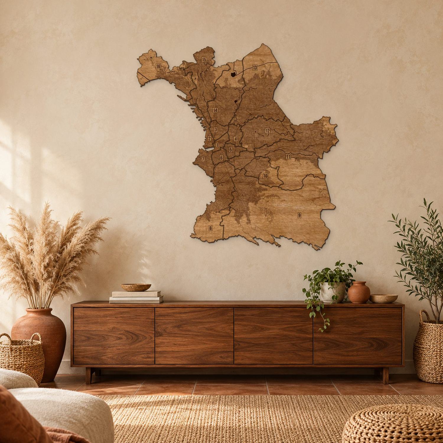 Marsylia - mapa na ścianę w rozmiarze L (100 cm) nad komodą