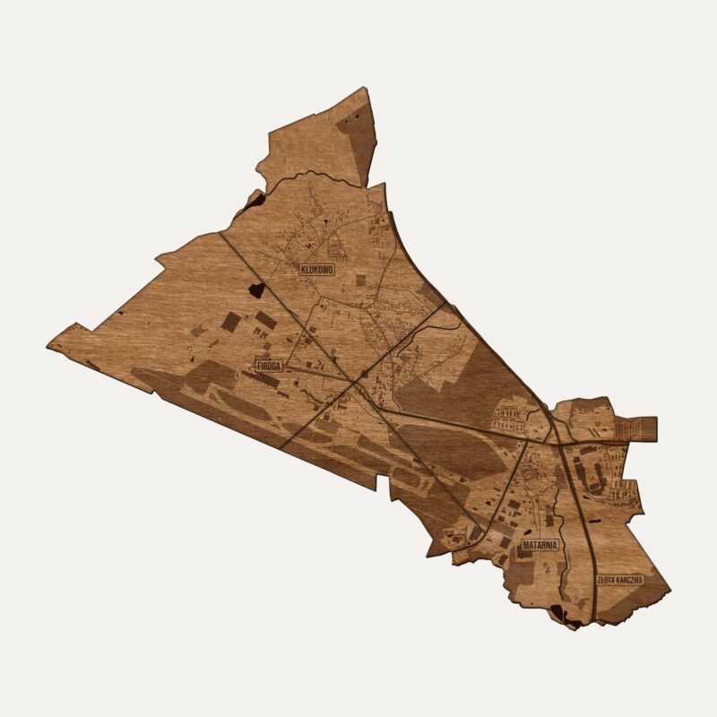 Matarnia (Gdańsk) - drewniana mapa dzielnicy na ścianę