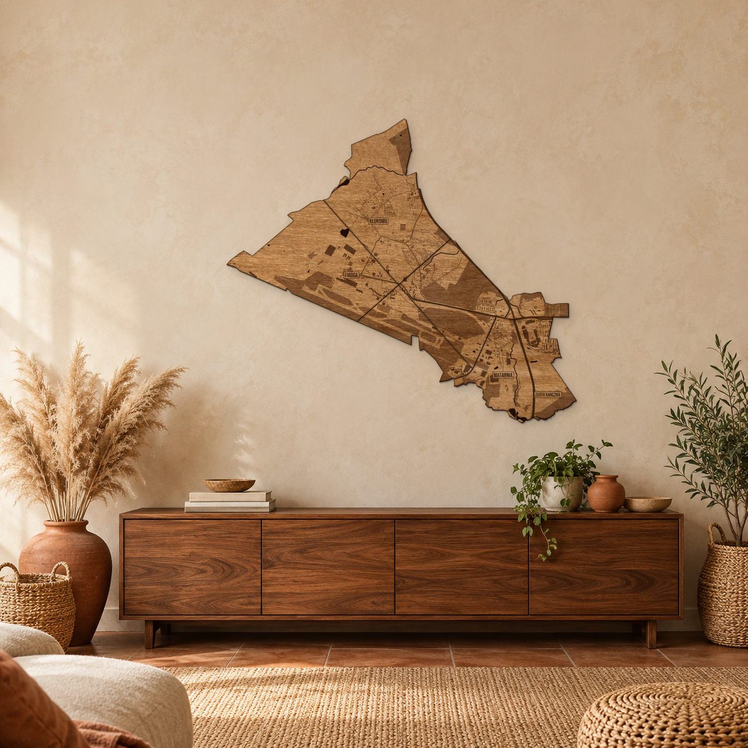 Matarnia (Gdańsk) - mapa na ścianę w rozmiarze L (100 cm) nad komodą