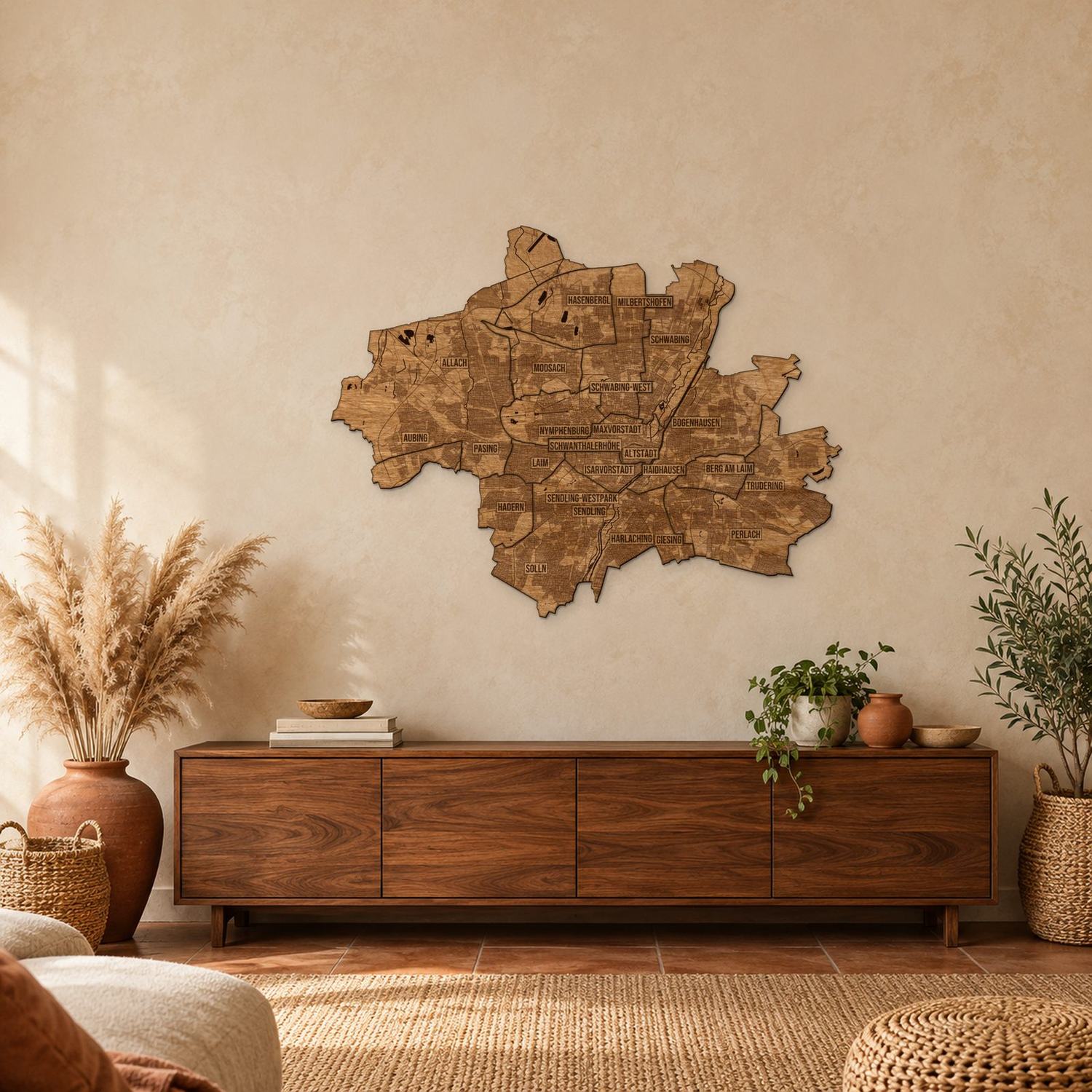 Monachium - mapa na ścianę w rozmiarze L (100 cm) nad komodą