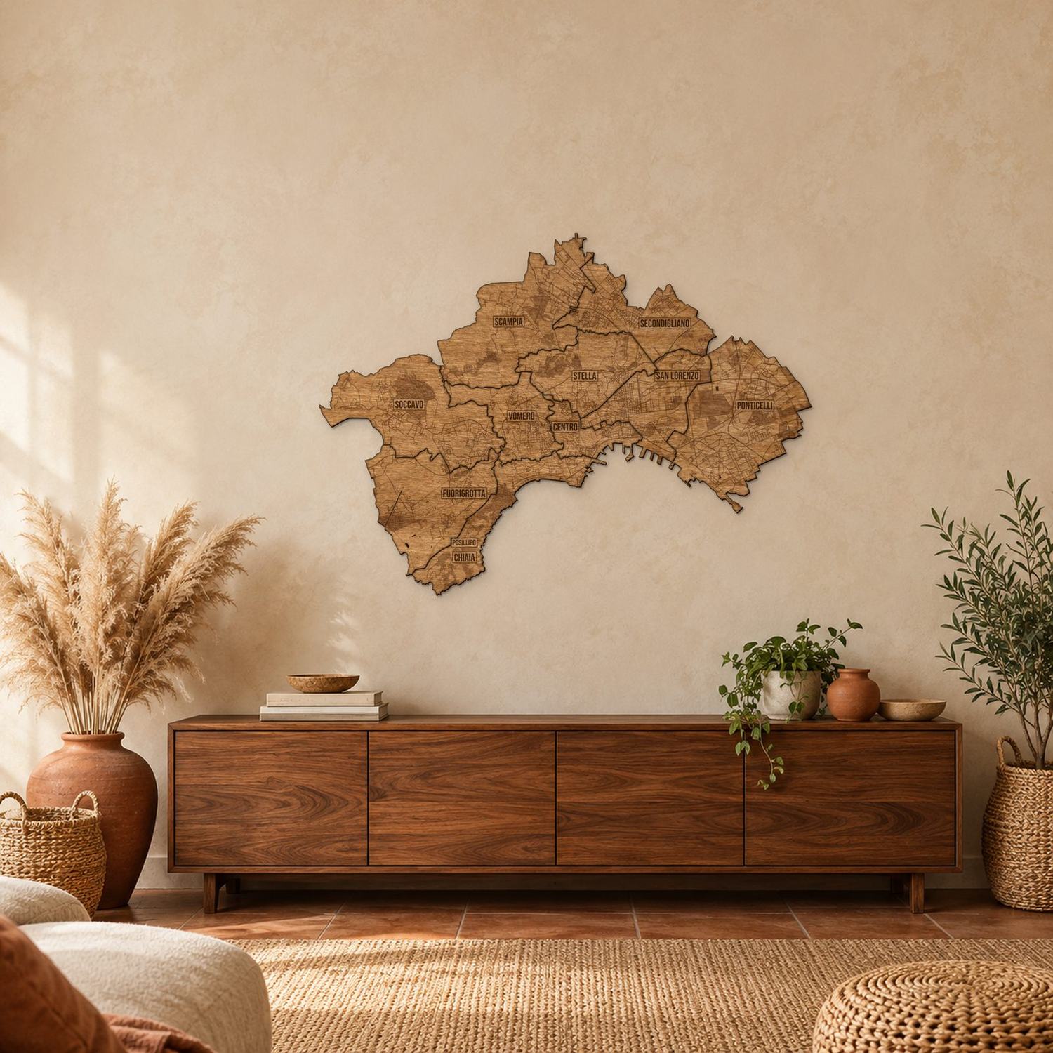 Neapol - mapa na ścianę w rozmiarze L (100 cm) nad komodą