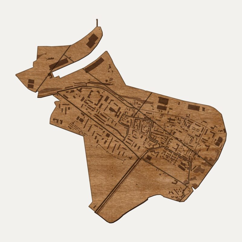 Nowy Port (Gdańsk) - drewniana mapa dzielnicy na ścianę