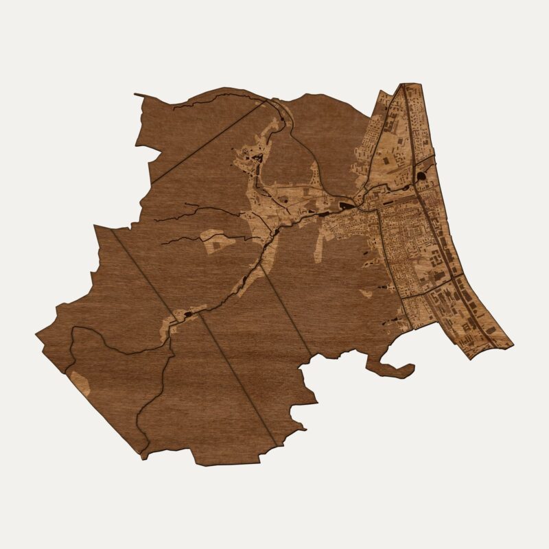 Oliwa (Gdańsk) - drewniana mapa dzielnicy na ścianę