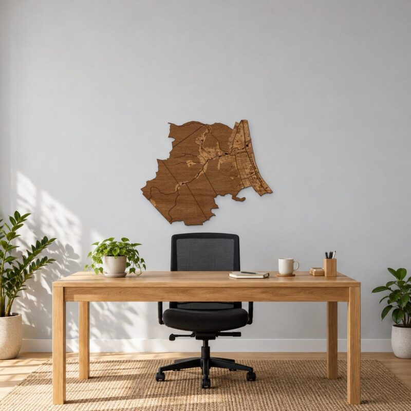 Oliwa (Gdańsk) - drewniana mapa dzielnicy na ścianę