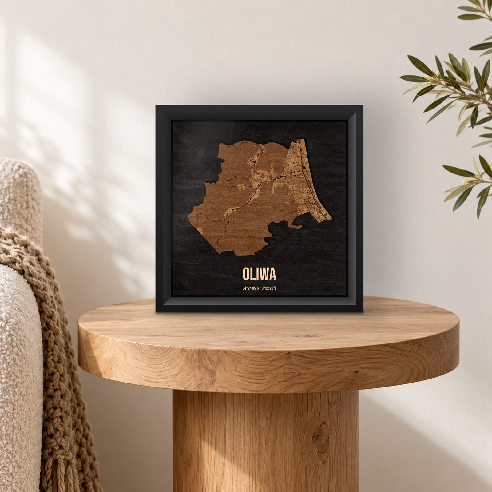 Oliwa (Gdańsk) - ramka cieniowa 25 × 25 cm we wnętrzu