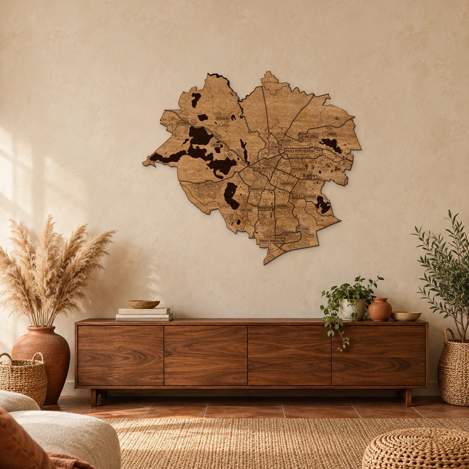 Olsztyn - mapa na ścianę w rozmiarze L (100 cm) nad komodą