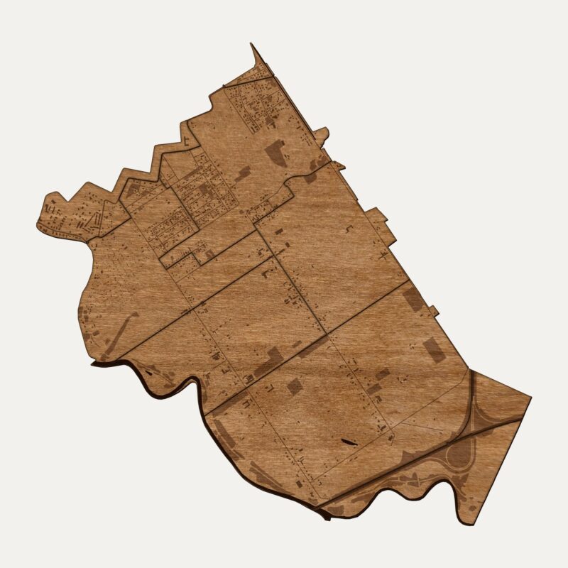 Olszynka (Gdańsk) - drewniana mapa dzielnicy na ścianę