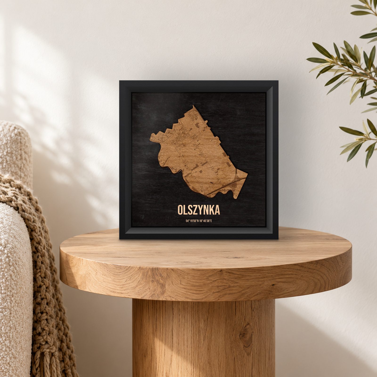 Olszynka (Gdańsk) - ramka cieniowa 25 × 25 cm we wnętrzu