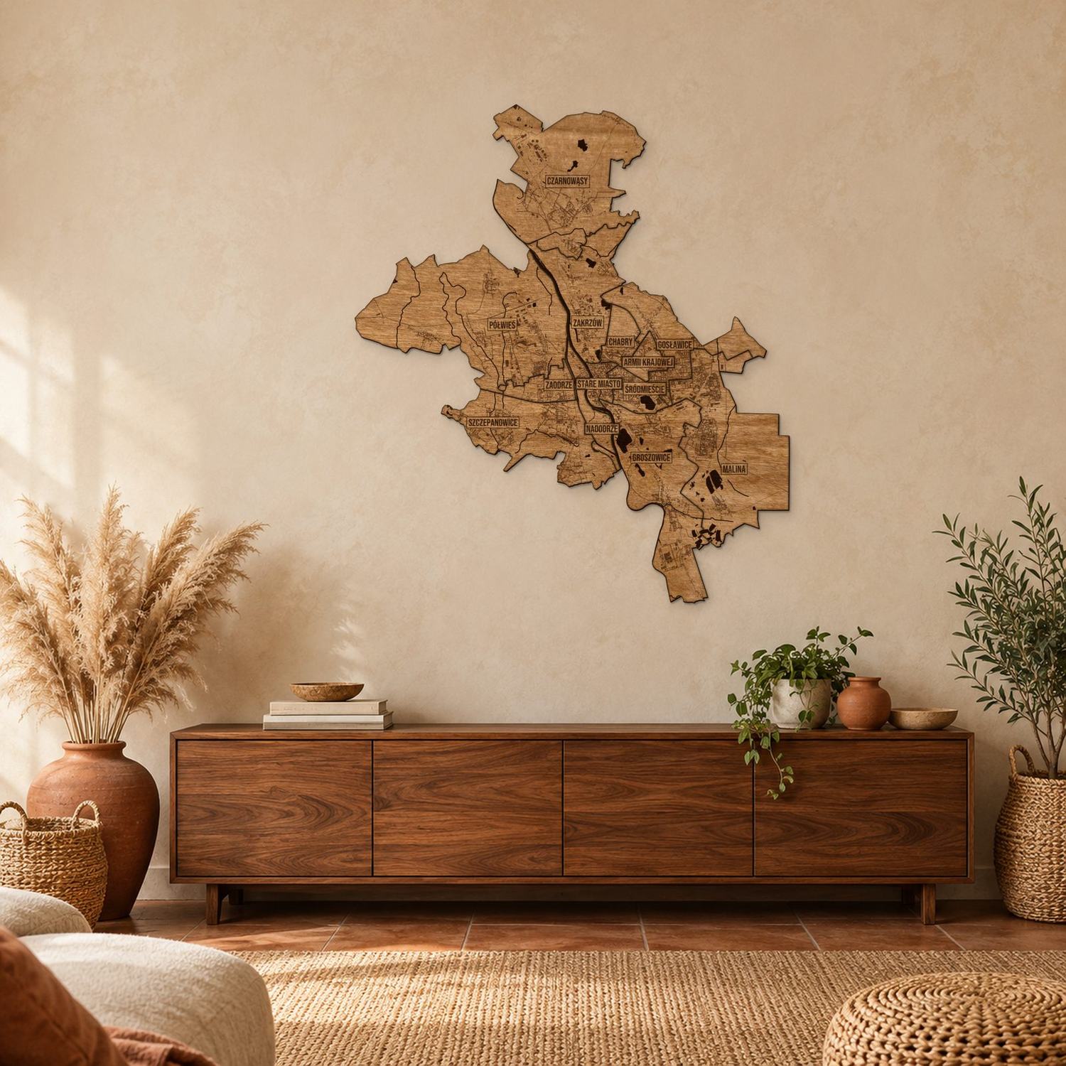 Opole - mapa na ścianę w rozmiarze L (100 cm) nad komodą