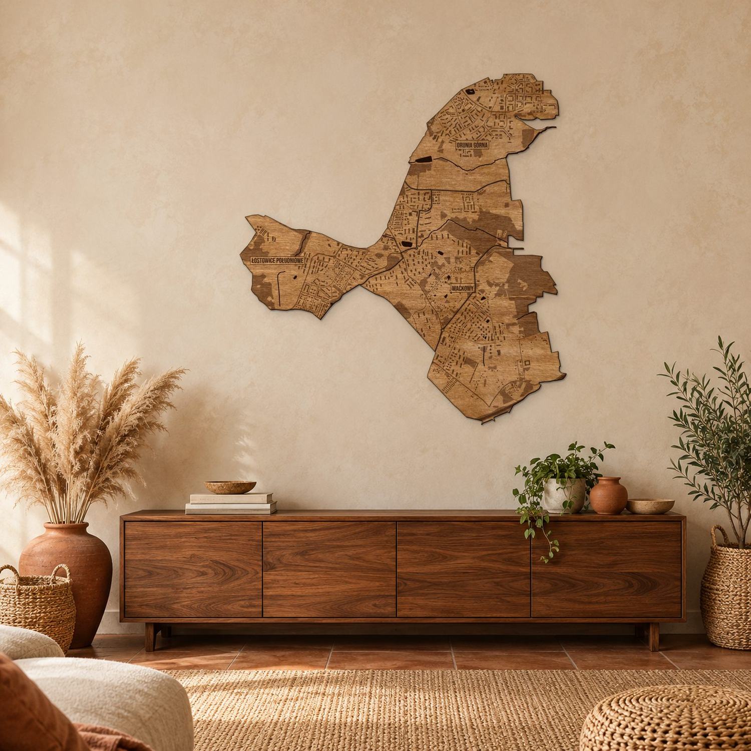 Orunia Górna-Gdańsk Południe (Gdańsk) - mapa na ścianę w rozmiarze L (100 cm) nad komodą
