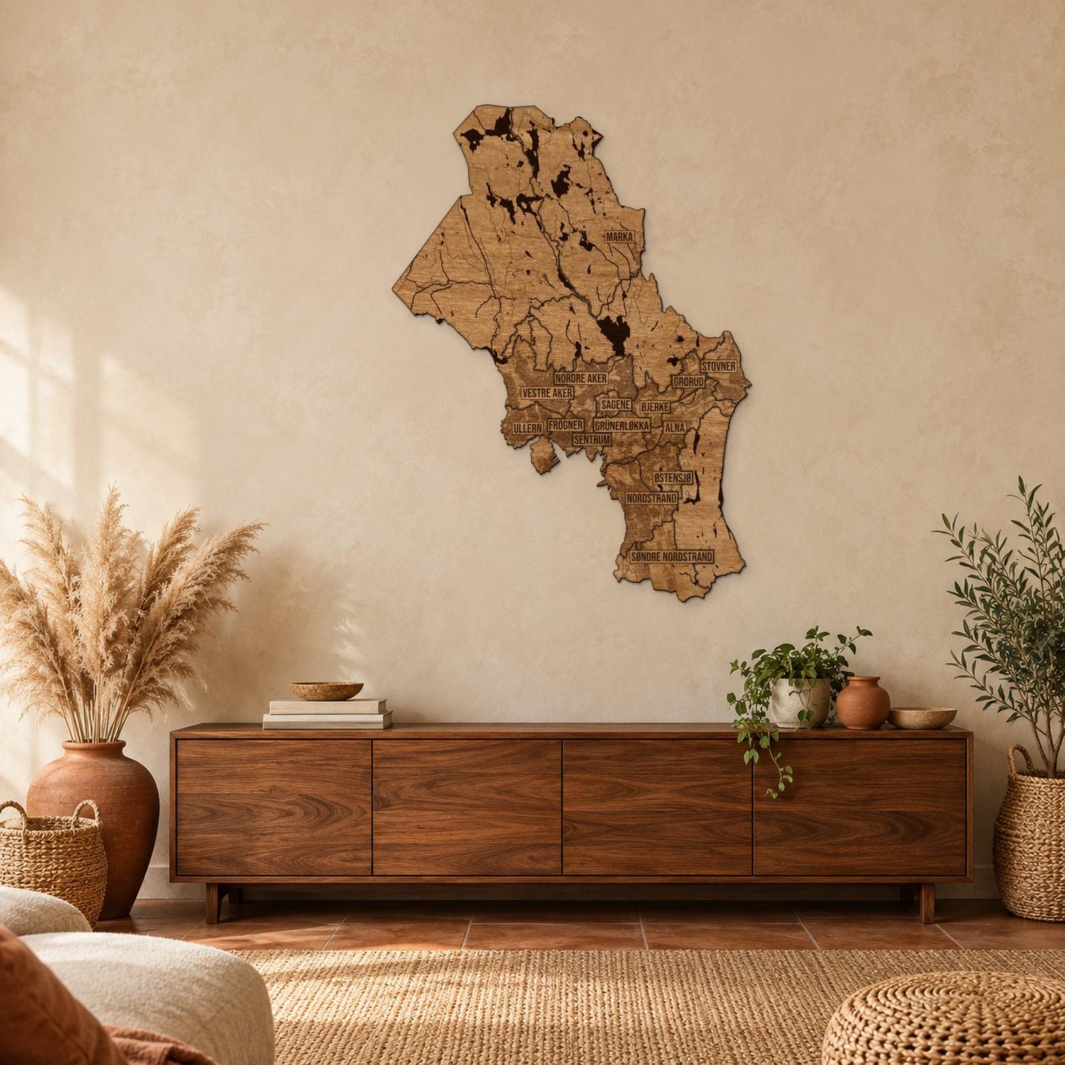 Oslo - mapa na ścianę w rozmiarze L (100 cm) nad komodą