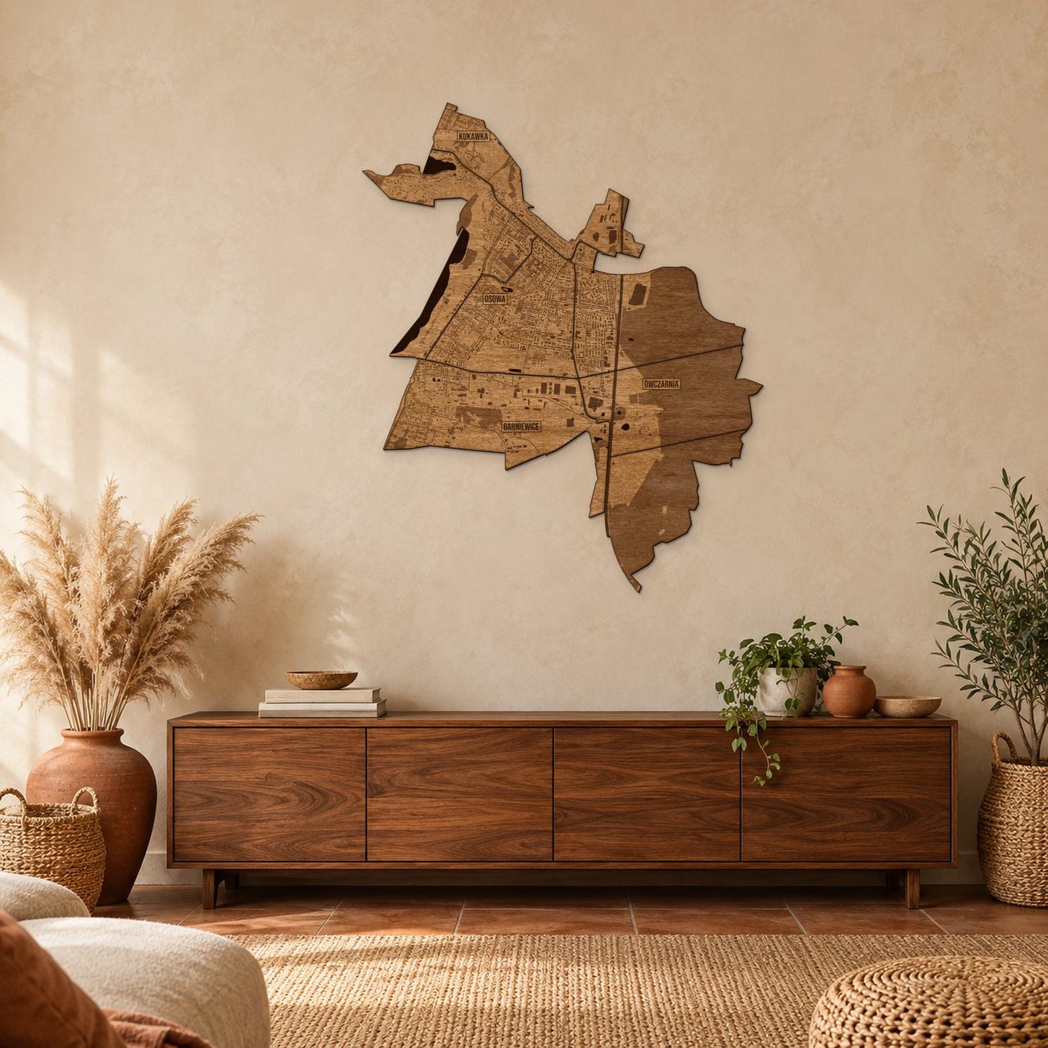 Osowa (Gdańsk) - mapa na ścianę w rozmiarze L (100 cm) nad komodą