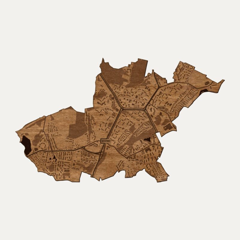 Piecki-Migowo (Gdańsk) - drewniana mapa dzielnicy na ścianę