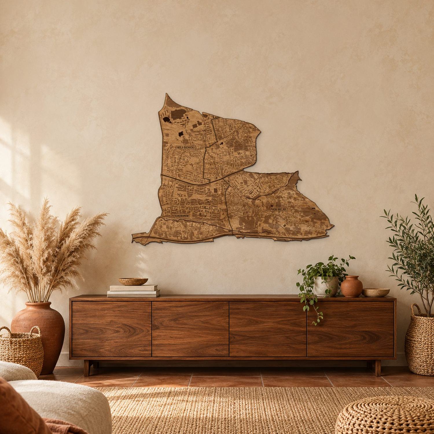 Podgórze Duchackie (Kraków) - mapa na ścianę w rozmiarze L (100 cm) nad komodą