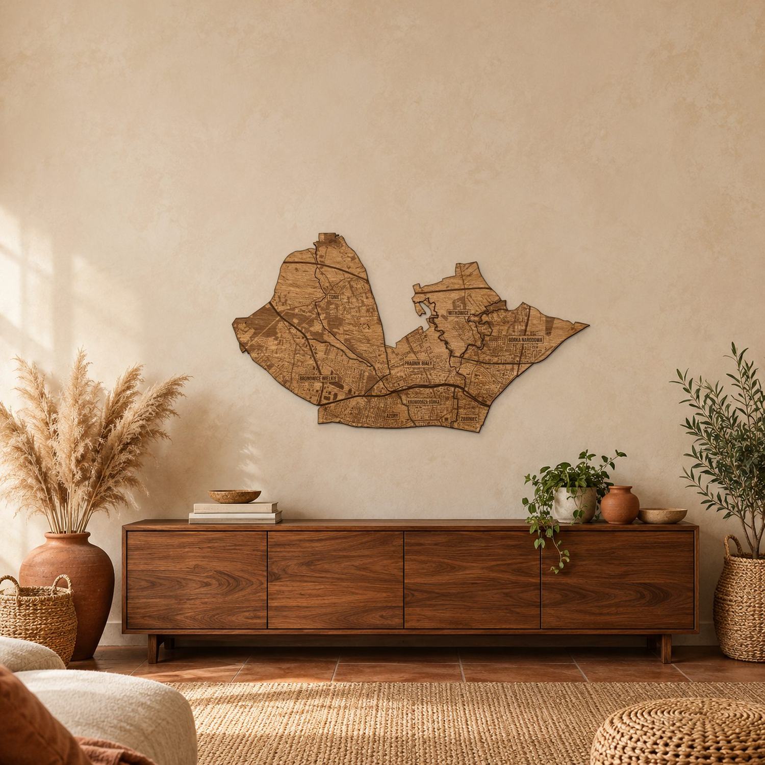 Prądnik Biały (Kraków) - mapa na ścianę w rozmiarze L (100 cm) nad komodą