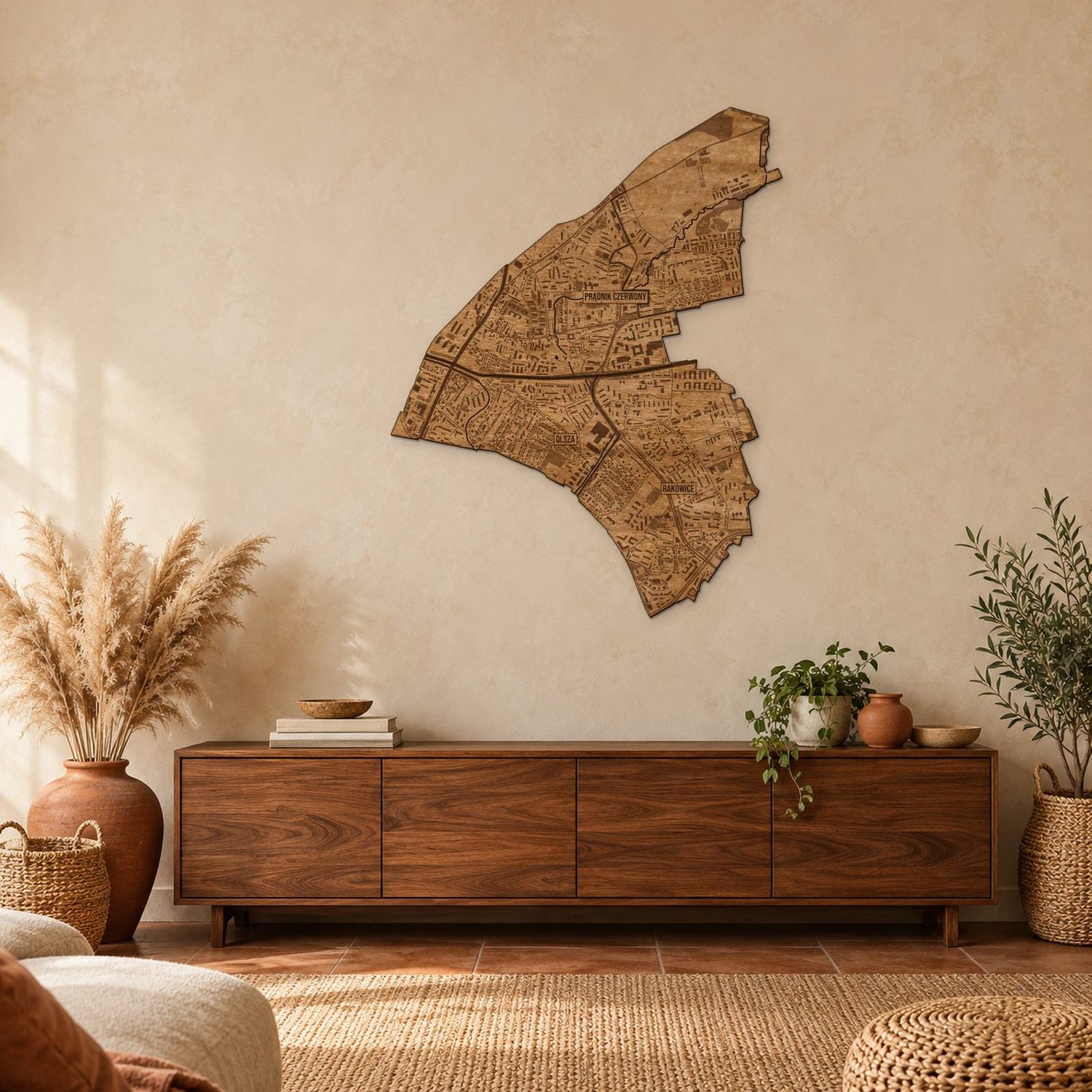 Prądnik Czerwony (Kraków) - mapa na ścianę w rozmiarze L (100 cm) nad komodą