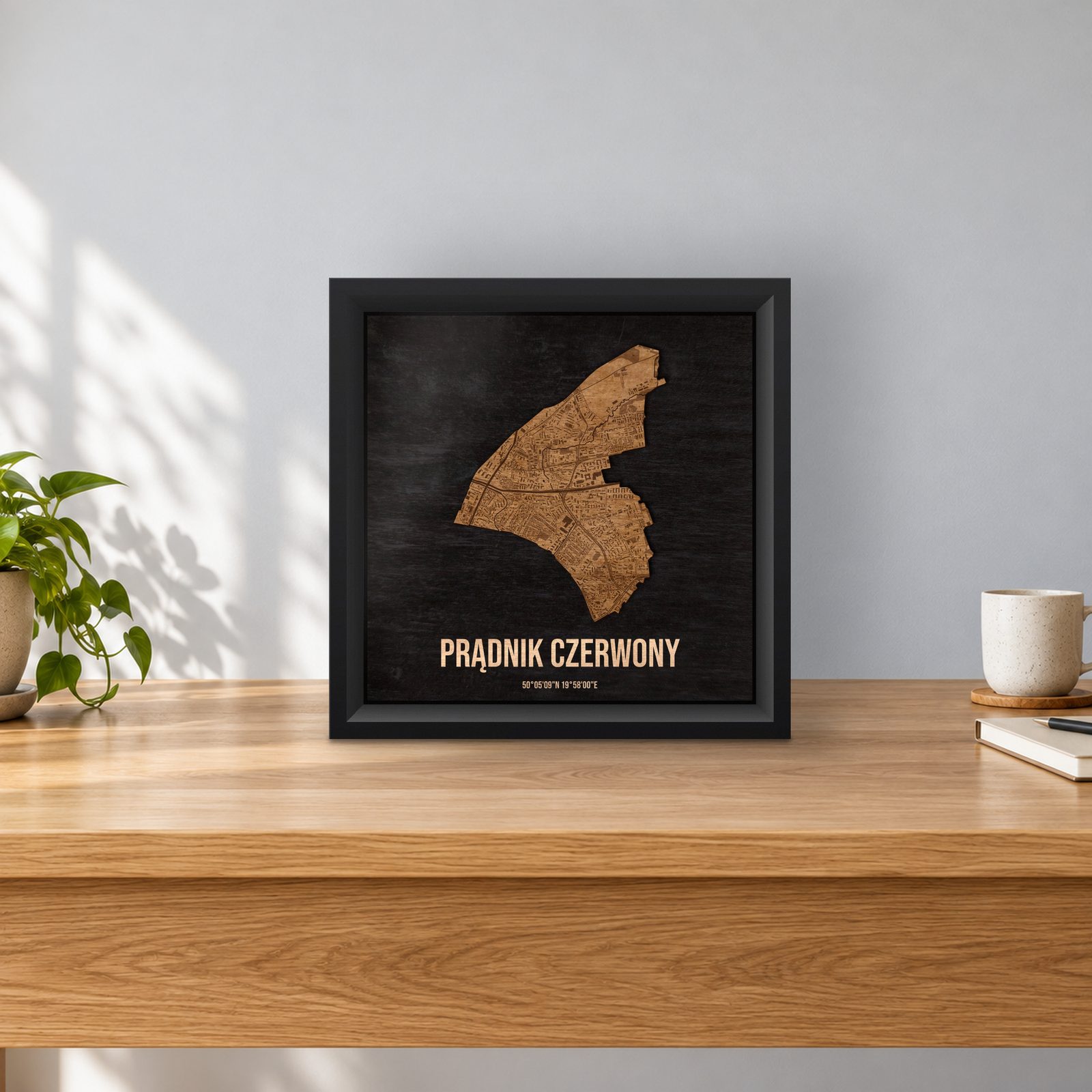 Prądnik Czerwony (Kraków) - ramka cieniowa 25 × 25 cm na stoliku