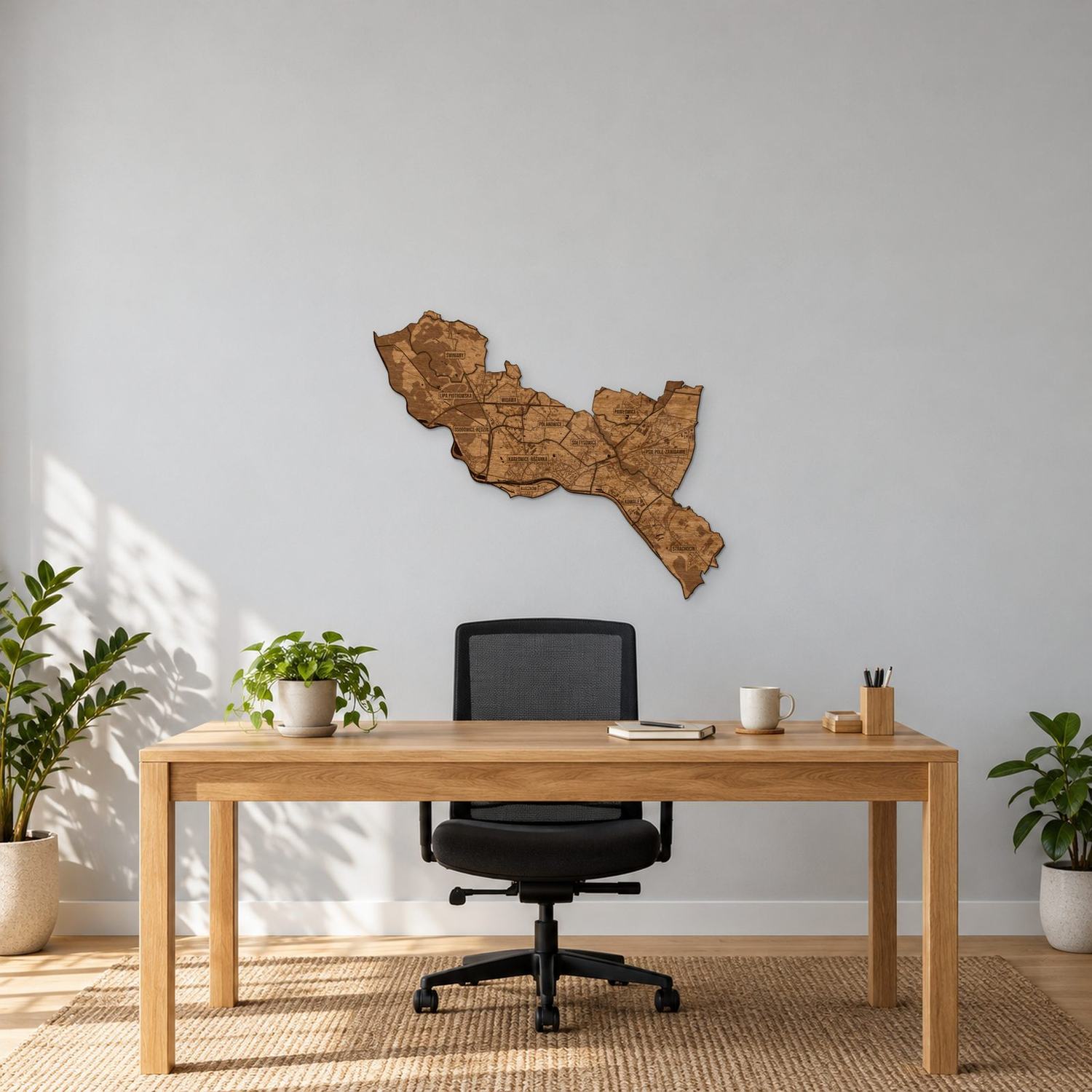 Psie Pole (Wrocław) - mapa na ścianę w rozmiarze M (60 cm) we wnętrzu