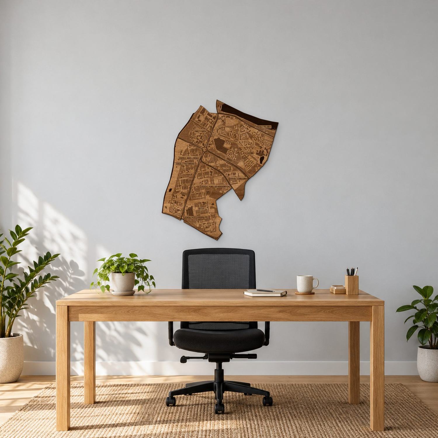 Rataje (Poznań) - mapa na ścianę w rozmiarze M (60 cm) we wnętrzu
