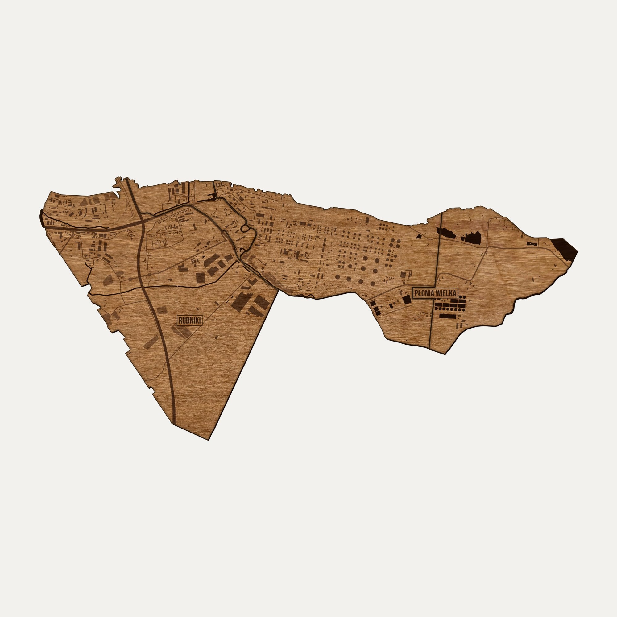 Rudniki (Gdańsk) - drewniana mapa dzielnicy na ścianę