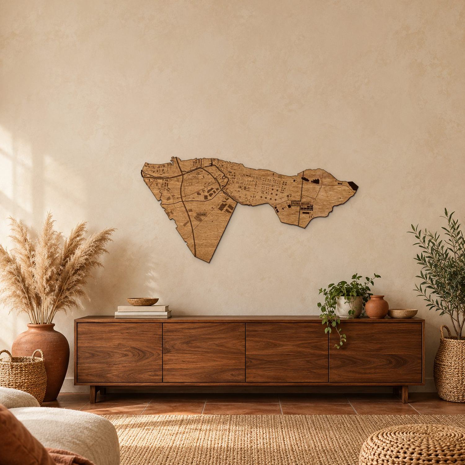 Rudniki (Gdańsk) - mapa na ścianę w rozmiarze L (100 cm) nad komodą