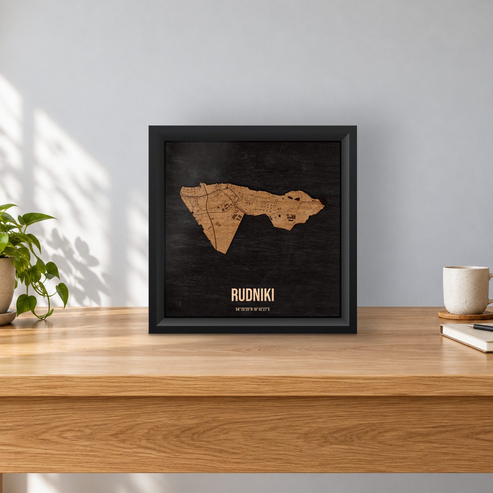 Rudniki (Gdańsk) - ramka cieniowa 25 × 25 cm na stoliku