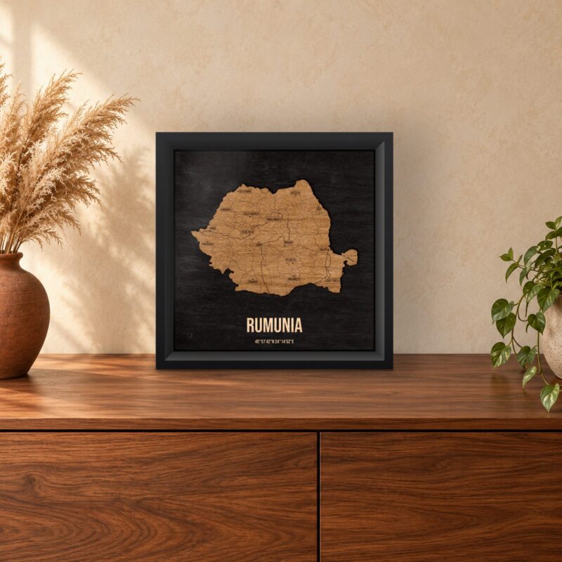 Rumunia - drewniana mapa kraju w ramce