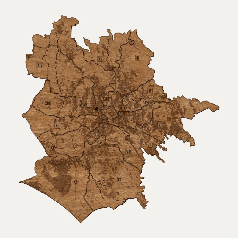 Rzym - drewniana mapa miasta na ścianę