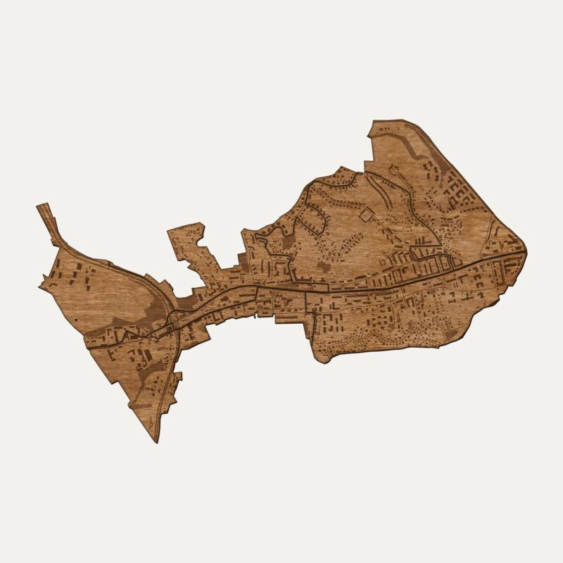 Siedlce (Gdańsk) - drewniana mapa dzielnicy na ścianę