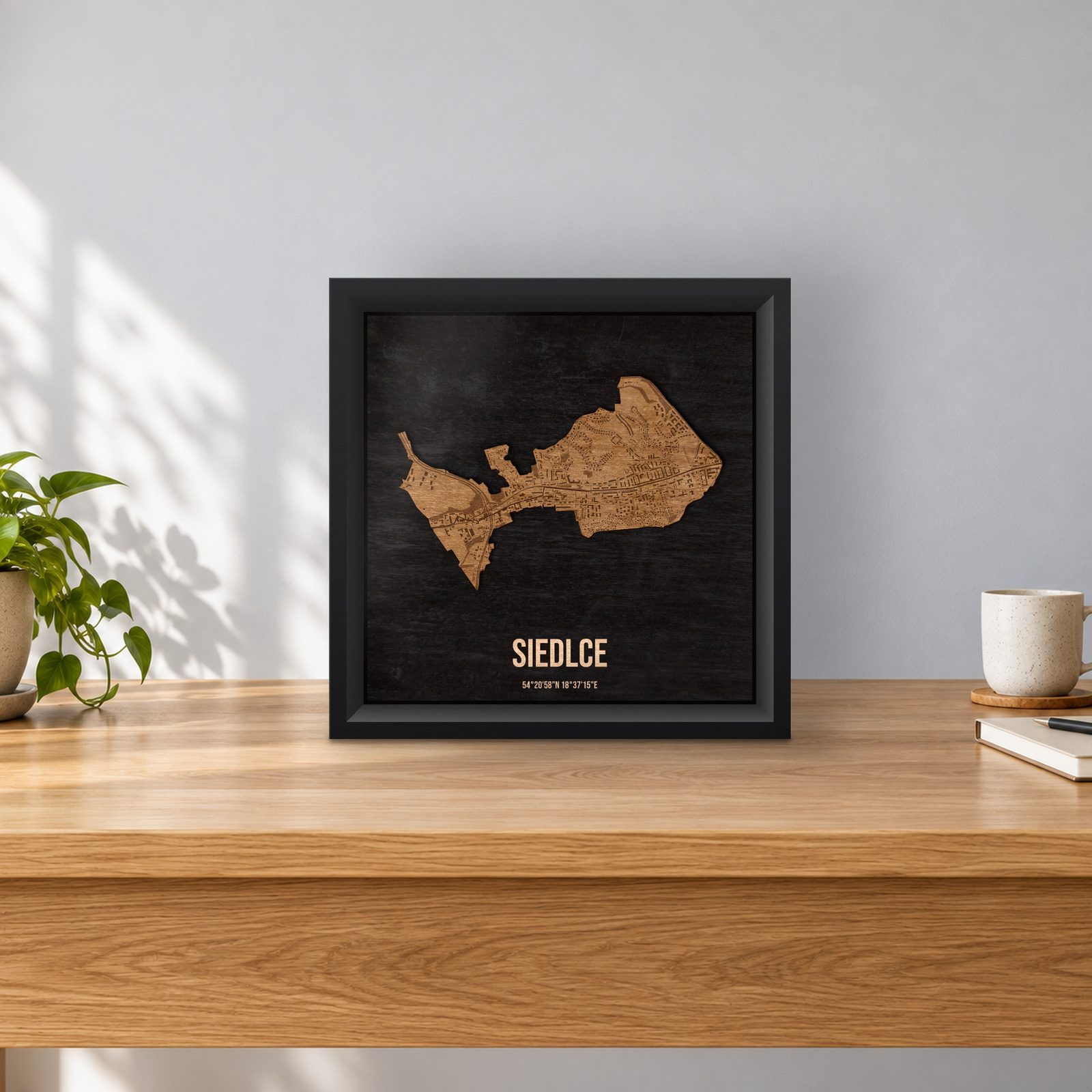 Siedlce (Gdańsk) - ramka cieniowa 25 × 25 cm na stoliku